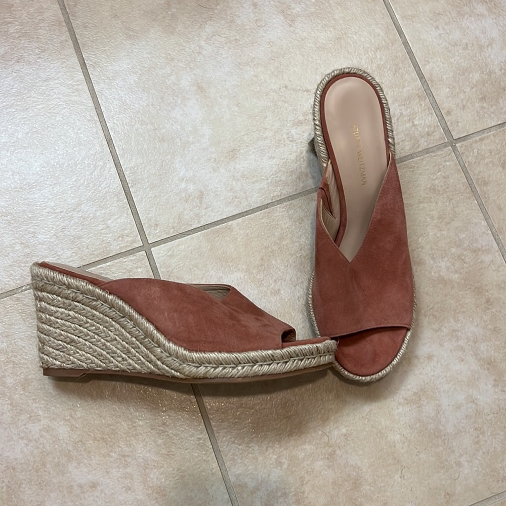 Stuart Weitzman Suede Wedges In Blush Size 8 - image 2